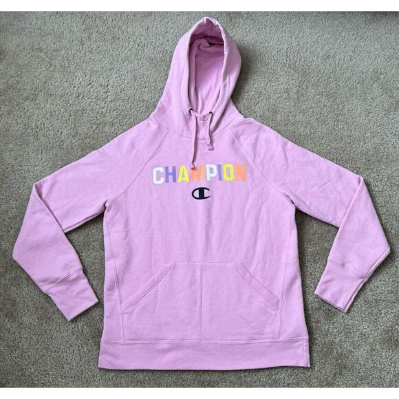 Champion Pop Color Logo Powerblend Hoodie Sweater Athletics Women's Small - Picture 11 of 11